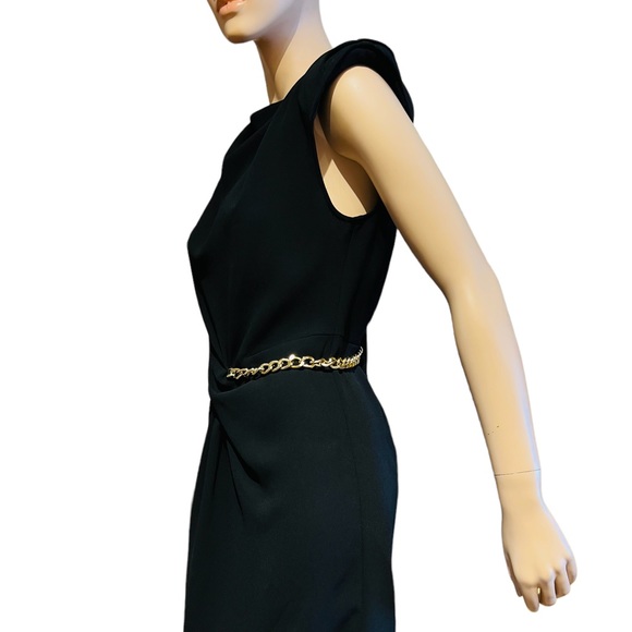The Kooples Black Dress Sleeveless Wrap with a Gold Chain Size M 100% polyester - Picture 4 of 16
